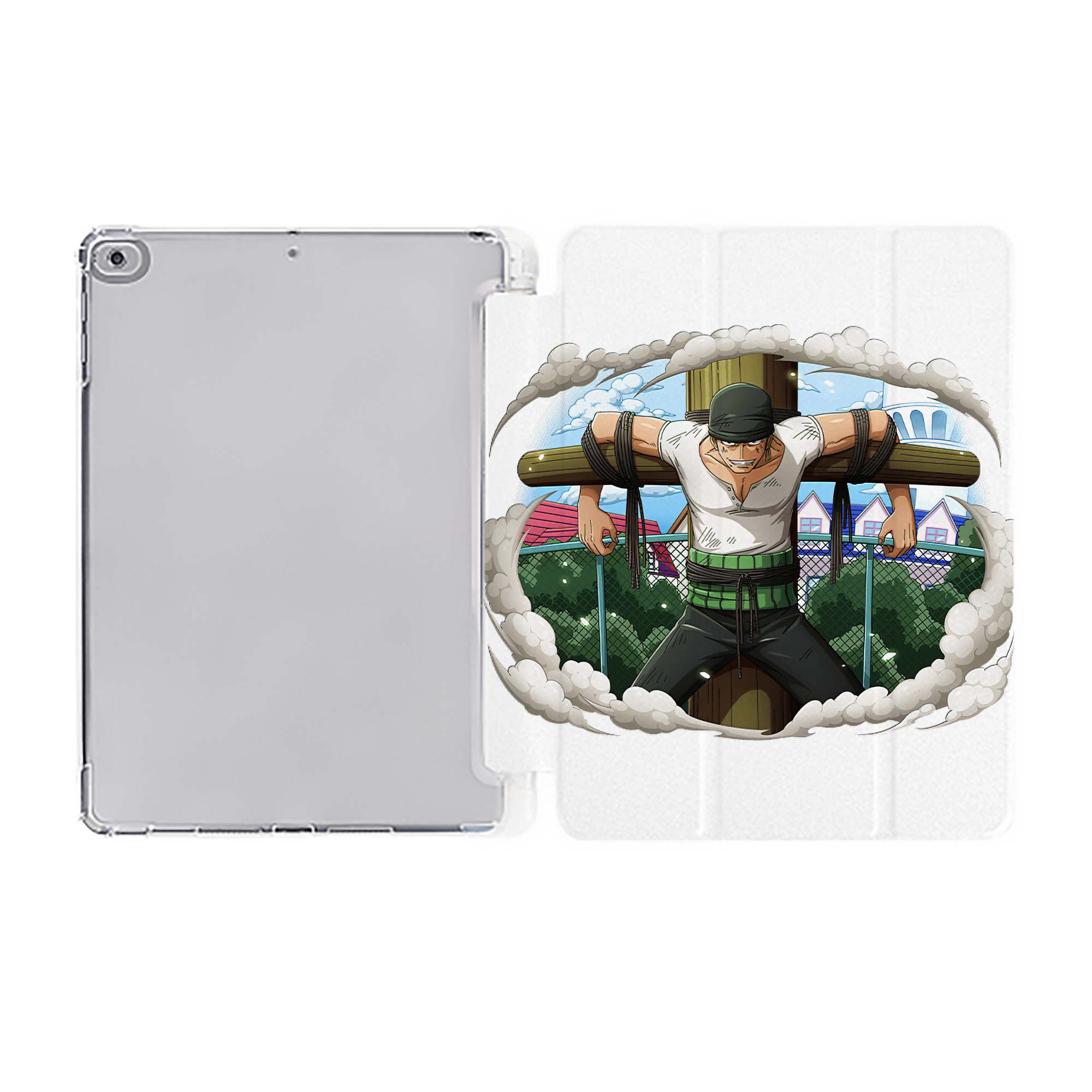 （画像用） ワンピース ロロノア・ゾロ ONE PIECE Roronoa Zoro IPad ケース ペン収納付き 三つ折りスタンド PUレザー×シリコン 対応機種9.5/10.5/10.9インチ